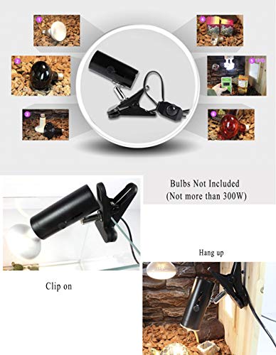 Clamp Lamp Light with 15ft Dimmer Plug-in Cord Adjustable Habitat Lighting Mini Spotlight with Black Heat Lamps Holder Stand for Reading Warehouse Food Truck Portable for Pets Reptiles NO Drilling