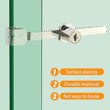 2 Pack Sliding Glass Door Ratchet Lock, Glass Display Case Lock | Rust-Proof,Keyed Alike Showcase Lock,Use on Various Glass Doors, Including Display Cabinets, Showcases, Sliding Glass Door