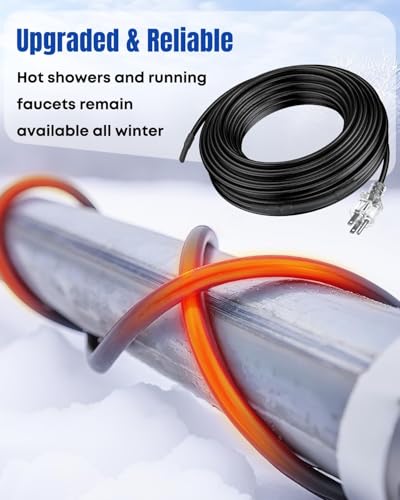 Pawfly 12 FT Heat Tape for Water Pipes, 8 W/ft 120 V Pipe Heating Tape, Self-Regulating Heat Trace for Pipe Freeze Protection, Heating Cable for Pipes Roofs, Keep Water Flowing at -40 °F - style: 12 ft