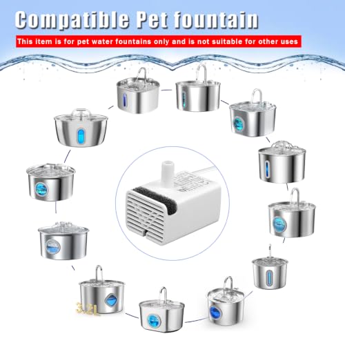 Cat Water Fountain Pump Replacement JY-830 Submersible Motor | Cat Fountain Pump Replacement,Fountains Pump for Stainless Steel Cat Dispenser,Ultra Quiet Dog Drinking Fountain Pump - size: Regular