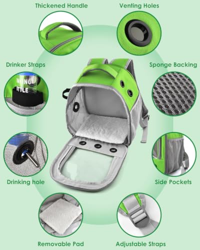 DBNESS Guinea Pig Carrier Backpack, Portable Rabbit Travel Carring Bag for Pet Bunny Chinchilla Bearded Dragon Hamster Parrot Outgoing Pouch Case with Water Bottle Holder & Detachable Pad (Dark Green) - color: Dark Green
