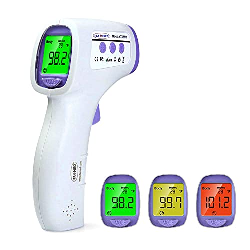 Digital Non-Contact Infrared Forehead Thermometer for Adults & Kids, Accurate Instant Reading, Dual Mode Body & Surface ˚C / ˚F, Intelligent Temperature/Fever Alert, Batteries Included