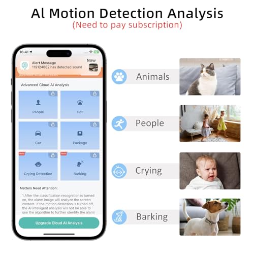 Rraycom 3Pack 4MP Indoor Baby & Pet Monitor Camera, 360° Auto Tracking, Cry & Sound Detection, Dual-Band 2.4G/5G WiFi, SD & Free Cloud Storage, Alexa & Google Home Compatible - size: 3Pack