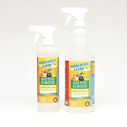 Absolutely Clean Amazing Bird Poop Remover - Just Spray/Wipe - Safely & Easily Removes Bird Messes - Use Indoor/Outdoor - Made in The USA - size: 16oz Spray Bottle 2pack - Save 20%