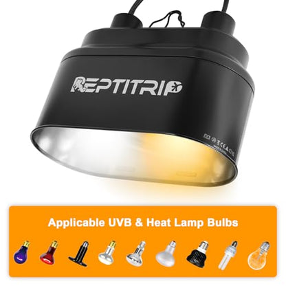 Dual Reptile Light Fixture with Switches, Reptile Heat Lamp Fixture, Reptiles Terrarium UVB Bulb Fixture for Bearded Dragon, Max 160W Each (Bulb Not Included) - size: Heat Lamp+switches