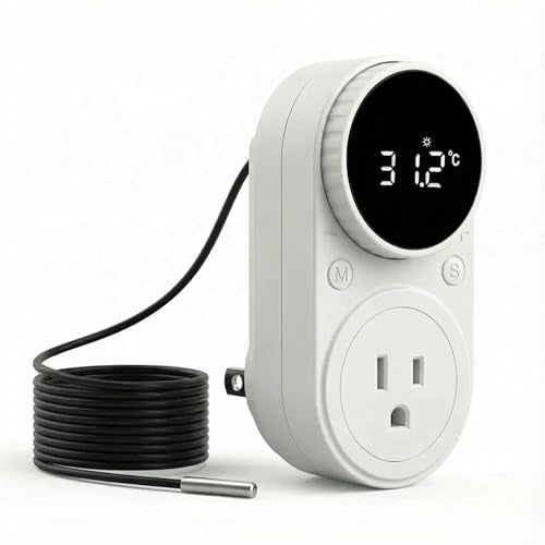 MakerHawk Digital Temperature Controller Thermostat Controller 1800W 120V 15A Rotary Knob Button Adjustment Heating Cooling Control with Sensor for Reptile Incubator Greenhouse Swimming Pool (TC801) - style: TC801