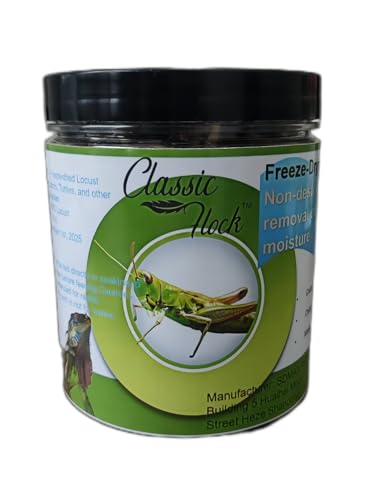 Classic Flock 2oz Freeze-Dried Grasshoppers, High Protein Reptile Food | Rich in essential amino acids, freeze-dried to lock nutrients, suitable treat for all small exotic pets & Amphibian