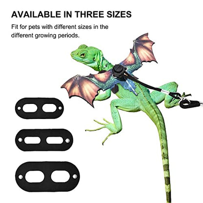 Bearded Dragon Leash, Adjustable Portable Reptile Leash with Cool Wings for Gecko, Bearded Dragon, Iguana, Hamster, Guinea Pig (S+M+L) - color: orange