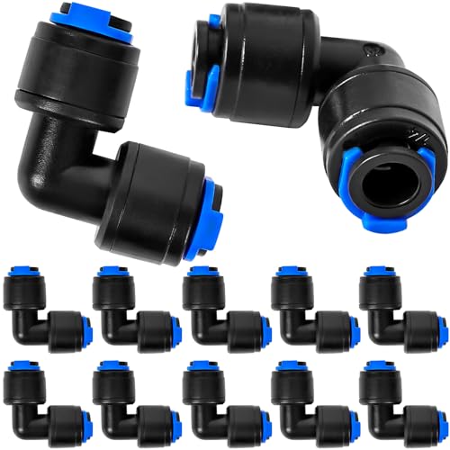 10 Pack 1/4" Universal 90 Degree Elbow Fitting, Quick Connect Universal Drip Irrigation Tubing Coupling Valve, Connector Locking Fitting for Sprinkler or Drip Irrigation System Parts & Connectors - color: 1/4" Elbow Coupling Connectors