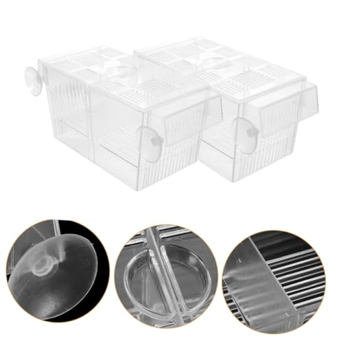 2pcs Aquarium Fish Breeding Box Betta Fish Incubation Container Suction Cups Clips Divider for Shrimp Fry Reptile