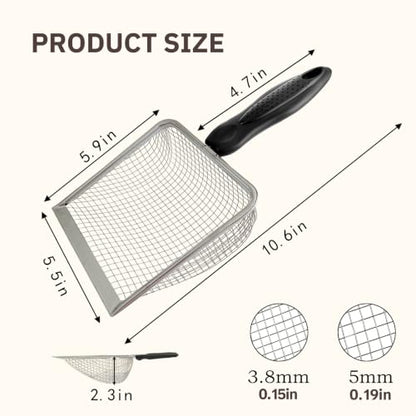 2 Pack Chicken Poop Scooper, 5.5" Metal Mesh Shovel | 3.8mm & 5mm Mesh Metal Chicken Coop Rake and Scoop Tool, Ideal for Poultry Housing, Cat Litter Boxes and Sand Sifting