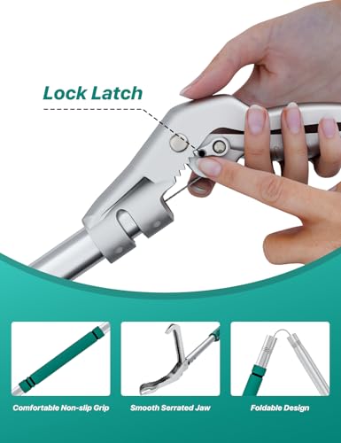 69" Snake Grabber Tool – Heavy Duty Locking Reptile Tongs for Rattlesnakes, Long Reach Folding Snake Catcher for Outdoor, Garden, and Emergency Use