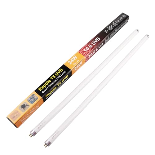 Aiicioo 2 Pack T5 HO 10.0 Reptile UVB Light 24W - Desert 22" UVA UVB Fluorescent Lamp Tube UVB Lighting Bulb for Tortoises Lizard Bearded Dragon Chameleon Turtles - style: 2 pack T5 Tube-24W 10.0