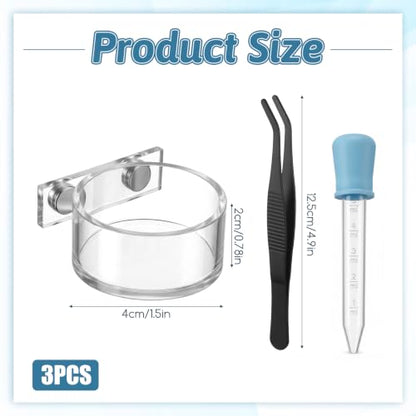 Jumping Spider Feeding Dish Set, Jumping Spider Enclosure Accessories Reptile Feeding Tongs, Magnetic Water Bowl with Dropper & Tweezer for jumpingSpider, Tarantula&Other Small Pets