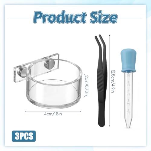 Jumping Spider Feeding Dish Set, Jumping Spider Enclosure Accessories Reptile Feeding Tongs, Magnetic Water Bowl with Dropper & Tweezer for jumpingSpider, Tarantula&Other Small Pets
