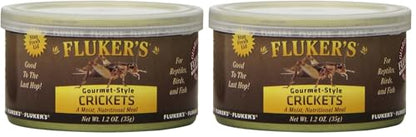 Fluker's Gourmet Canned Food for Reptiles, Fish, Birds and Small Animals, Crickets, 1.2 oz (Pack of 2) - size: 1.2 Ounce (Pack of 2), style: Crickets