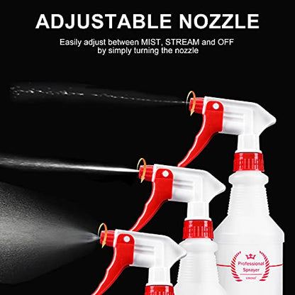 Uineko Empty Spray Bottles, Heavy Duty Sprayer, Mist & Stream, 4 Pack 16 Oz | Professional Spray Bottle, Leak-Proof, Better Trigger, Measurements, All-Purpose for Cleaning Solutions, Planting, Detailing - size: 16 Oz, 4 Pack