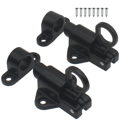 Self-Closing Latches Spring Door Lock Aluminum Alloy Black Resilient Bolt Latch Spring Barrel Slide Door Lock with Screws (2pcs)