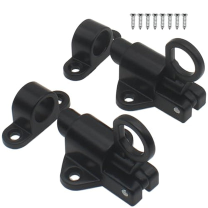 Self-Closing Latches Spring Door Lock Aluminum Alloy Black Resilient Bolt Latch Spring Barrel Slide Door Lock with Screws (2pcs)
