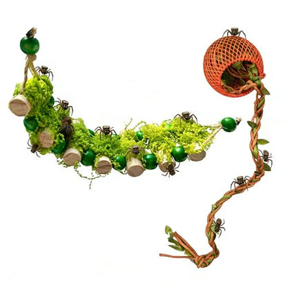 Jumping Spider Rope Bridge Jumping Spider Hides Enclosure Accessories | A Solid Wood Climbing Suspension Bridge, a Spider Jump Platform, Used As a Decorative Accessory for Small Reptile Enclosures