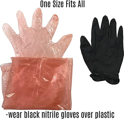 Deer Gutting Gloves Field Dressing Gloves with Long and Short Gut Glove Combo Pack (Black/Orange, 3 Pack (6 Pairs))