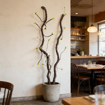 2PCS 55.1inch Bendable Thick Artificial Tree Branches Long Flexible Branch with Leaves Fake Thick Trunk Vine Stems for Wall Hanging Reptile Climbing Indoor Outdoor Arch Home Garden Decor