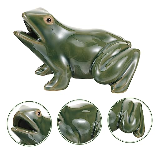 Ceramic Fountain Frog Water Circulation Spitting Outdoor Garden Decor Small Patio Courtyard Sculpture Waterfall Frog for Balcony Landscape