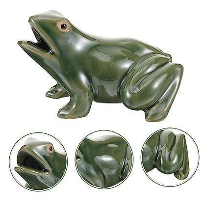 Ceramic Fountain Frog Water Circulation Spitting Outdoor Garden Decor Small Patio Courtyard Sculpture Waterfall Frog for Balcony Landscape