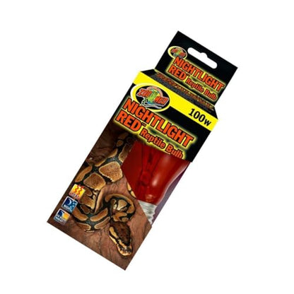 Zoo Med Nightlight Red Reptile Bulb 100 Watts Pack of 2 | Red 100W heat bulb supports nighttime reptile viewing