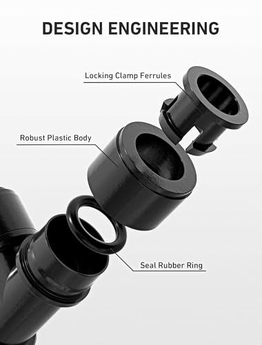 EVOULTES 45 Pcs 1/4" Drip Irrigation Quick Connect Kit, Leak Free Tubing Fittings, Easy Install Durable Connectors for 1/4 Inch Drip System (10 Tee, 10 Elbow, 10 Coupling, 10 Cap, 5 Valve) - size: 45PCS 1/4" Connector Fittings Kit