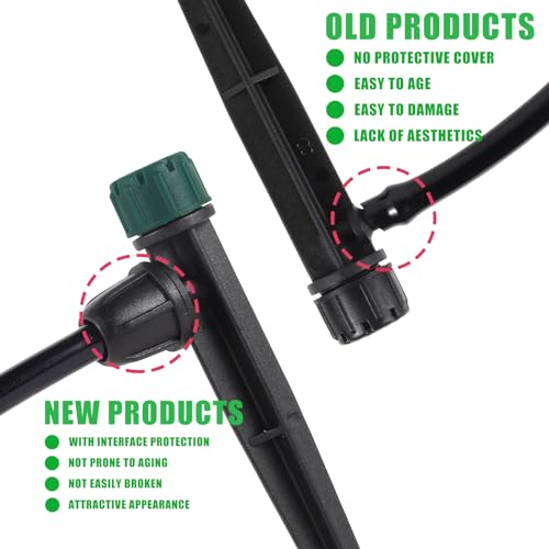 Drip Irrigation Emitters for 1/4" Drip Tubing,Adjustable 360 Degree Automatic Irrigation Drippers on 5.5" Arrow Stake,with1/4 Locked Tee for Watering System(10Pcs Drippers and 10Pcs Tee) - style: 10Pcs Drippers and 10Pcs Tee