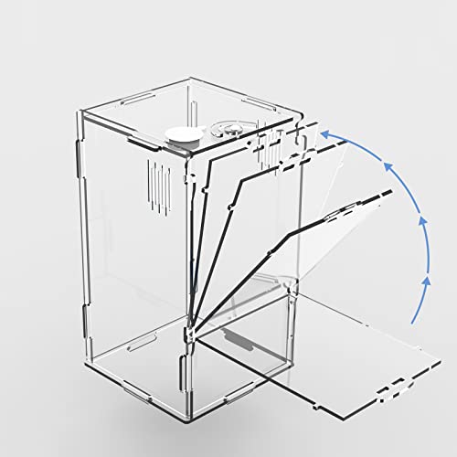 BETAZOOER Small Acrylic Reptile Tank Habitat Locking Terrarium 4''x4''x8'' - size: Small