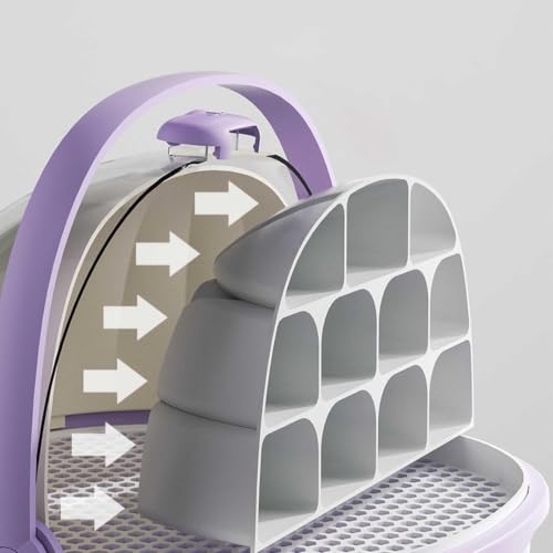 Silkworm Growth Box, Silkworm Breeding Box with Transparent Space Capsule Design, Portable Reptile Feeding Box Transparent Animal Habitat Cage with Handle (Grey) - color: Grey