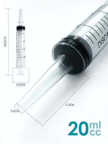 20ml Plastic Syringe 5 Pack, Measuring Syringe Tools, Oral, Scientific Labs, with Cap