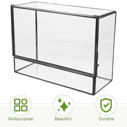 Happyyami Glass Terrarium Micro Landscape Container for Indoor Desktop Ecosystem Moss Planter Small Geometric Glass Holder 145x80x195mm Suitable for Succulent and Moss Gardening