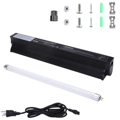 Aiicioo T5 HO UVB Reptile Light Fixture 10.0 8W Light Combo Kit 12 Inch Light Fixture Reptile Terrarium Hood with 8W Reptile Light Bar for Bearded Dragon Lizards Turtle Tank - size: 10.0 8W 12Inch