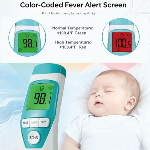 Hospital Medical Grade Non-Contact Forehead Thermometer | Fast, accurate no touch temporal thermometer for baby, adults, toddlers - color: White