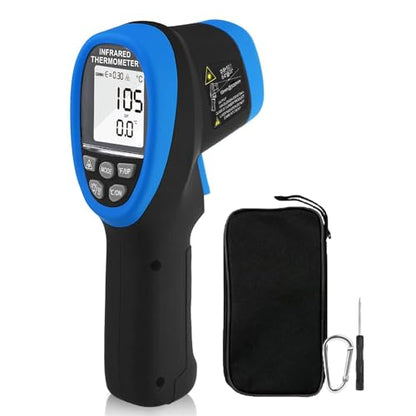 HOLDPEAK Pyrometer D:S=50:1, High Temp Infrared Thermometer -58℉~3272℉(-50℃~1800℃), Non-Contact Industrial Laser Thermometer Gun with Flashlight, Digital IR Temperature Gauge HP-1800 (NOT for Human) - color: 1PC-HP-1800-BLUE(-50~1800℃ Higher)