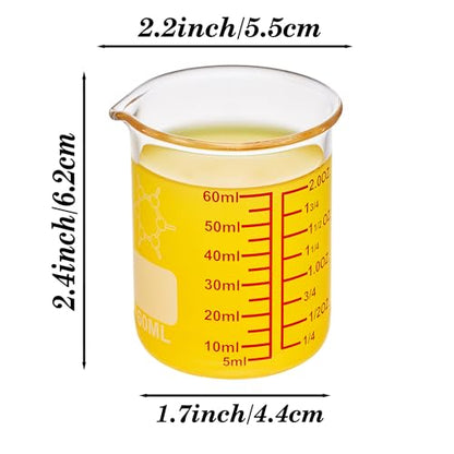 High Borosilicate Glass Measuring Cup-V-Shaped Spout，Glass Measuring Beaker for Kitchen or Restaurant, Easy to Read, 60 ML (2 Oz)-Pack of 2 - size: 60ml (2oz) - Pack of 2