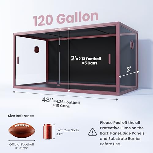 120 Gallon Reptile Tank for Bearded Dragon, Snake, Adult Reptile | Colorful & Stackable Indoor 4x2x2 Reptile Enclosure Furnish a Playful House, Dual Grommets for Wide Wire Use - color: Bloom Pink, size: 120 Gallon