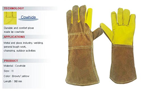 Hand Max Versatile Multi Purpose 14inch Cow Gauntlet Leather Kevlar Heat Resistant Gloves