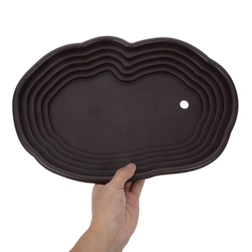 Kisangel Large Turtle Bathing Pool with Ramp 15.35X10.43X1.77In Reptile Water Bowl Tortoise Ramp Platform for Bearded Dragon Gecko Snake Lizard Habitat Accessory