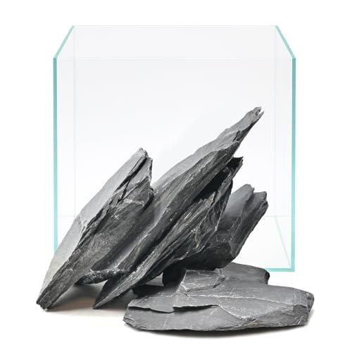 Natural Slate Rocks 2-4 Inches Aquarium Rocks 5lb Aquascaping Stones for Aquarium Terrarium Reptile Habitat Decoration Vivariums Paludariums Bonsai Miniature Fairy Gardens - size: 5lb(2-4in)