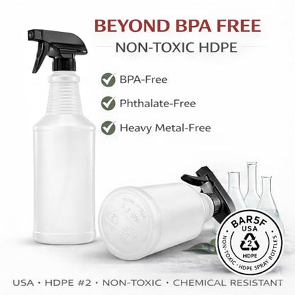 Bar5F 16 oz Spray Bottle Fine Mist and Spray- BPA-Free, Multipurpose | B5F Bottle System, Perfect for Light Cleaning, Gardening, Hydrogen Peroxide, Rubbing Alcohol, Leak-Proof, USA - style: Black (2-Pack) 16-Ounce