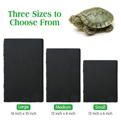 Tfwadmx Reptile Basking Platform Tortoise Feeding Dish Natural Rock Food Bowl Landscape Habitat Decor for Turtle Lizard Bearded Dragon Crested Gecko Snake 2Pcs - size: 2pcs-12"x6"