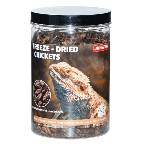 Freeze Dried Crickets – 4.5 Oz High Protein Freeze Dried Crickets, Food for Reptiles, Bearded Dragons, Lizards, Geckos, Birds, Fish,Hedgehogs, Bearded Dragon Food