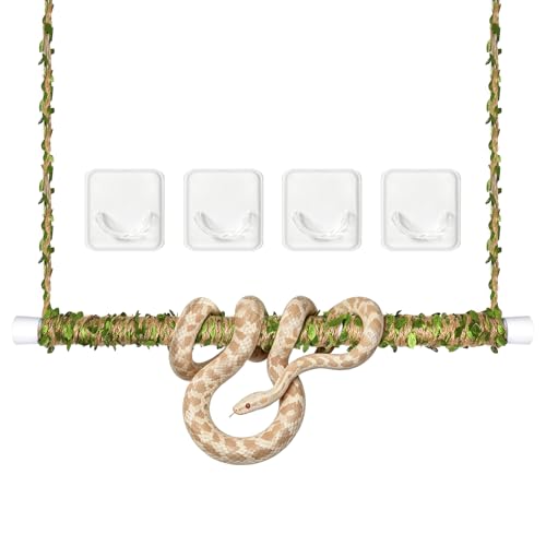 Snake Enrichment Climbing Stick, 19.69-35.43 Inch Adjustable Reptile Tank Climber with 10M Decor Rope, Large Anti-Slip Reptile Climbing Pole for Corn Snakes, Ball Pythons, Geckos, Lizards - size: Large(50-90CM)