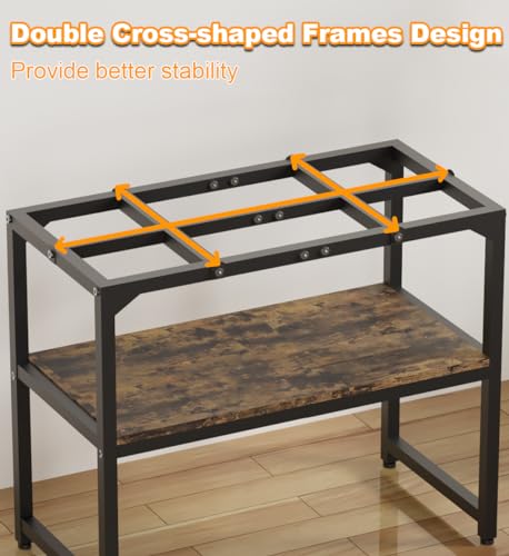 Mondazie 20-30 Gallon Fish Tank Stand, 30" L x 12" W x 20.5" H, Black | Rimless Aquarium Stand with Shelf for Storage, 2 Tiers Breeder Tank Turtle Reptile Terrarium Stand Rack for Home Office