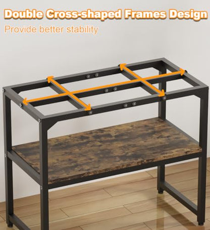 Mondazie 20-30 Gallon Fish Tank Stand, 30" L x 12" W x 20.5" H, Black | Rimless Aquarium Stand with Shelf for Storage, 2 Tiers Breeder Tank Turtle Reptile Terrarium Stand Rack for Home Office