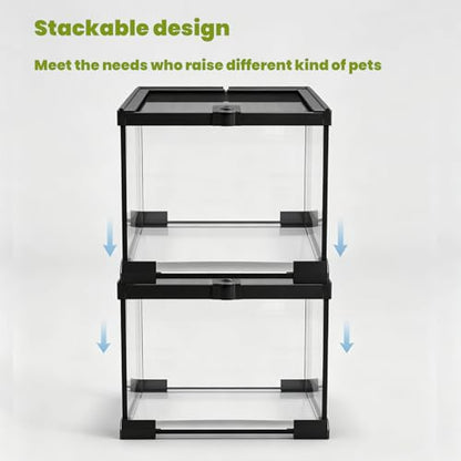 7 Gallon Glass Reptile Terrarium 12"x12"x12" Cube | Reptile Tank for Leopard Gecko, Hermit Crab, Snake, Frog, Tarantula, Isopod Enclosure - size: 12*12*12in